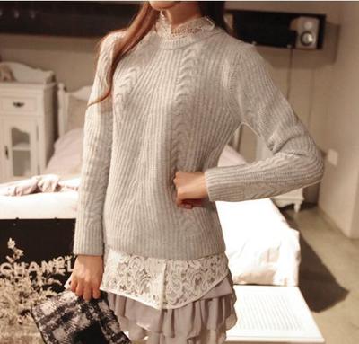 韓國東大門代購秋冬新款韓版復古圓領修身套頭毛衣顯瘦麻花針織衫