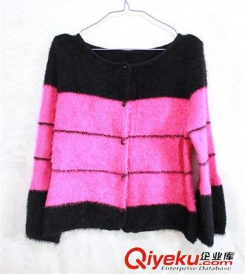 針織衫 毛衣 2014 秋冬新款韓版馬海毛針織開(kāi)衫撞色條紋長(zhǎng)毛九分袖毛衣圖片|針織衫 毛衣 2014 秋冬新款韓版馬海毛針織開(kāi)衫撞色條紋長(zhǎng)毛九分袖毛衣產(chǎn)品圖片由深圳市龍崗區(qū)南灣稱冠服飾廠公司生產(chǎn)提供-